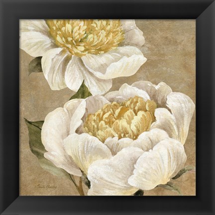 Framed Up Close Cream Peony Print