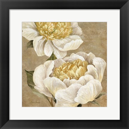 Framed Up Close Cream Peony Print