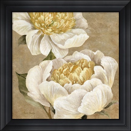 Framed Up Close Cream Peony Print