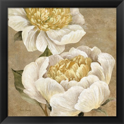 Framed Up Close Cream Peony Print