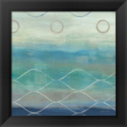 Framed Abstract Waves Blue/Gray II Print