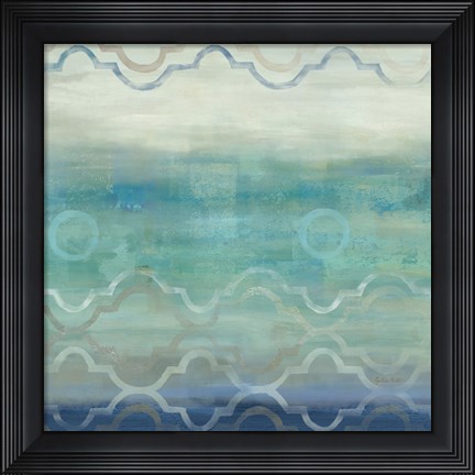 Framed Abstract Waves Blue/Gray I Print