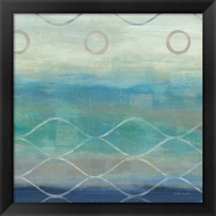 Framed Abstract Waves Blue/Gray II Print