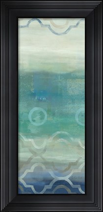 Framed Abstract Waves Blue/Gray Panel I Print