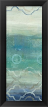 Framed Abstract Waves Blue/Gray Panel I Print