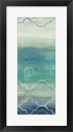 Framed Abstract Waves Blue/Gray Panel I Print