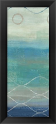 Framed Abstract Waves Blue/Gray Panel II Print