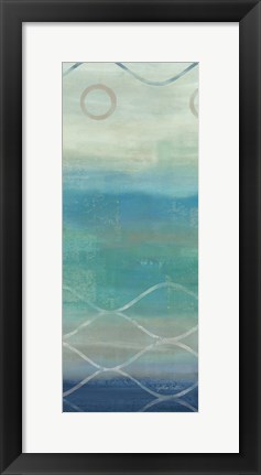 Framed Abstract Waves Blue/Gray Panel II Print