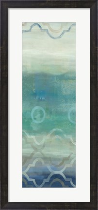 Framed Abstract Waves Blue/Gray Panel I Print