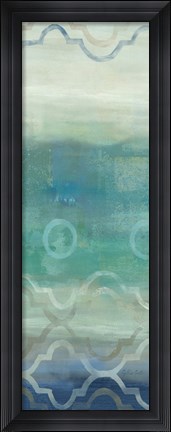Framed Abstract Waves Blue/Gray Panel I Print