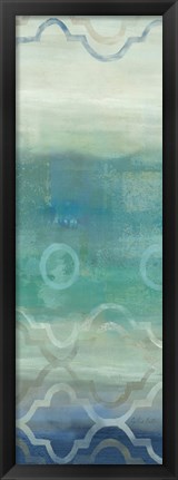 Framed Abstract Waves Blue/Gray Panel I Print