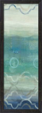 Framed Abstract Waves Blue/Gray Panel I Print
