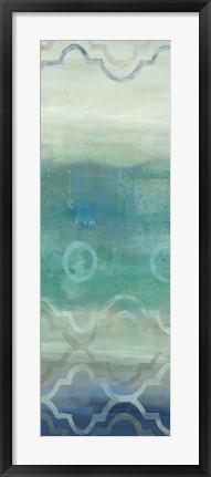 Framed Abstract Waves Blue/Gray Panel I Print