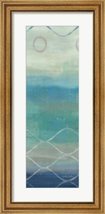 Framed Abstract Waves Blue/Gray Panel II Print