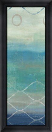 Framed Abstract Waves Blue/Gray Panel II Print