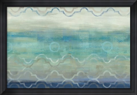 Framed Abstract Waves Blue/Gray Print