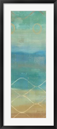 Framed Abstract Waves Blue Panel II Print