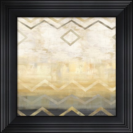 Framed Abstract Waves Black/Gold I Print