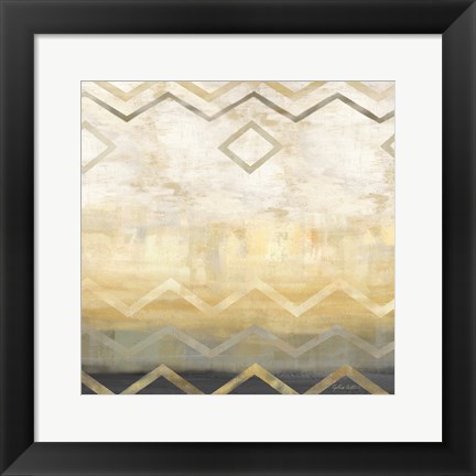 Framed Abstract Waves Black/Gold I Print