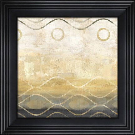 Framed Abstract Waves Black/Gold II Print