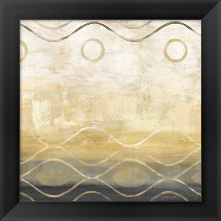 Framed Abstract Waves Black/Gold II Print