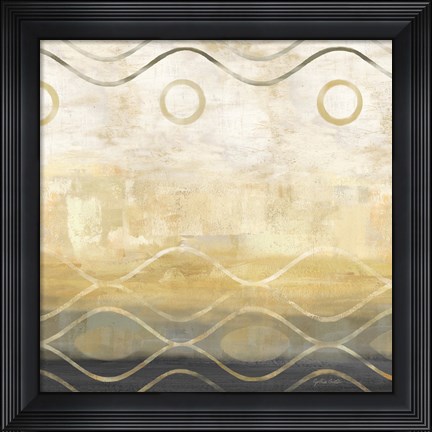 Framed Abstract Waves Black/Gold II Print