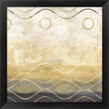 Framed Abstract Waves Black/Gold II Print