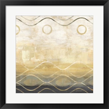 Framed Abstract Waves Black/Gold II Print