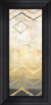 Framed Abstract Waves Black/Gold Panel I Print