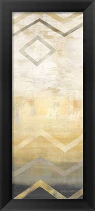 Framed Abstract Waves Black/Gold Panel I Print