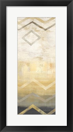 Framed Abstract Waves Black/Gold Panel I Print