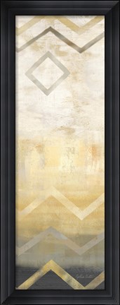 Framed Abstract Waves Black/Gold Panel III Print