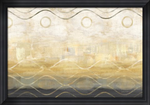 Framed Abstract Waves Black/Gold Print