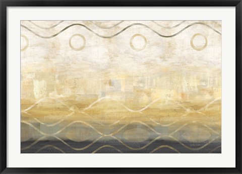 Framed Abstract Waves Black/Gold Print