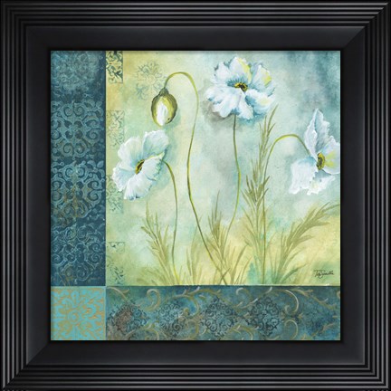 Framed White Poppy Garden I Print