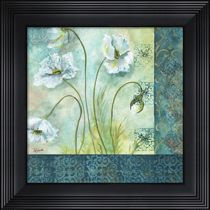 Framed White Poppy Garden II Print