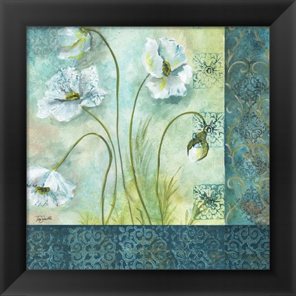 Framed White Poppy Garden II Print