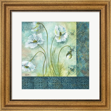 Framed White Poppy Garden II Print