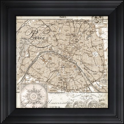 Framed Euro Map I - Paris Print