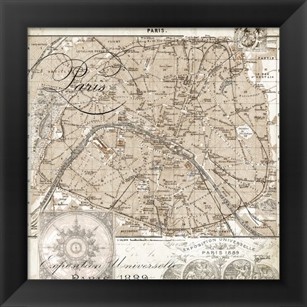 Framed Euro Map I - Paris Print