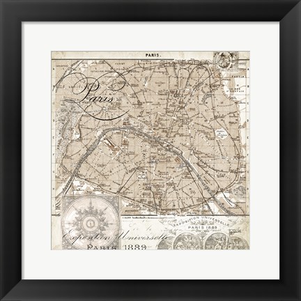 Framed Euro Map I - Paris Print