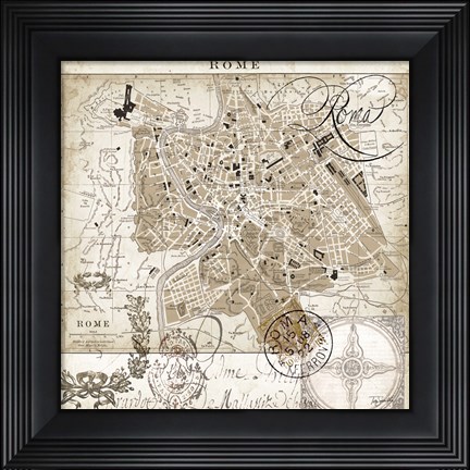 Framed Euro Map II - Rome Print