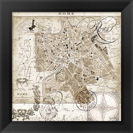 Framed Euro Map II - Rome Print