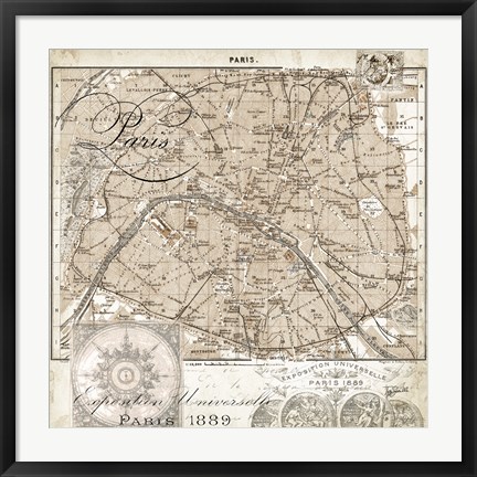 Framed Euro Map I - Paris Print