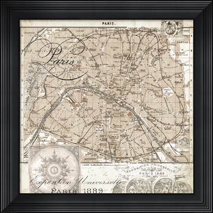 Framed Euro Map I - Paris Print