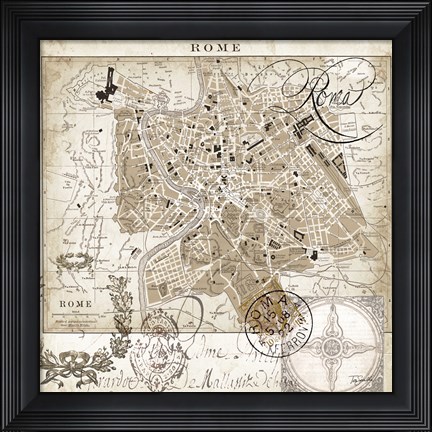 Framed Euro Map II - Rome Print