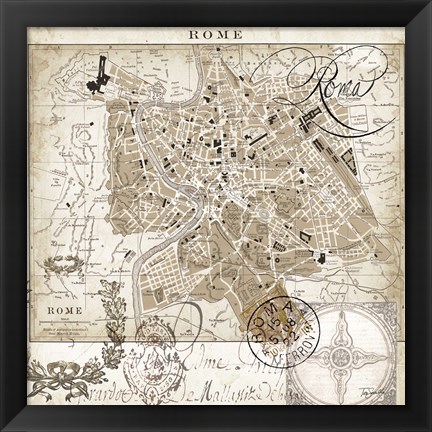 Framed Euro Map II - Rome Print