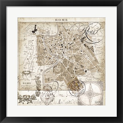 Framed Euro Map II - Rome Print