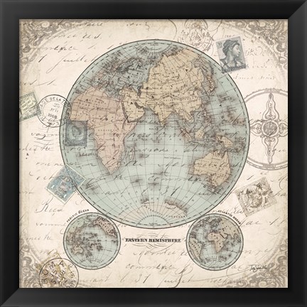 Framed World Hemispheres I Print