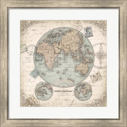 Framed World Hemispheres I Print